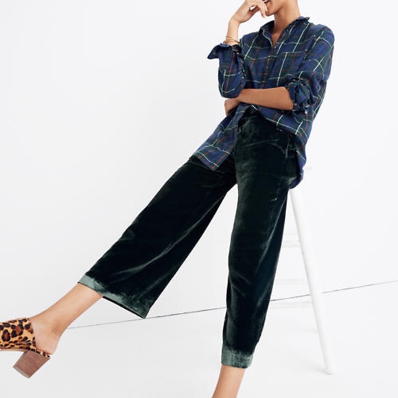 madewell green velvet pants